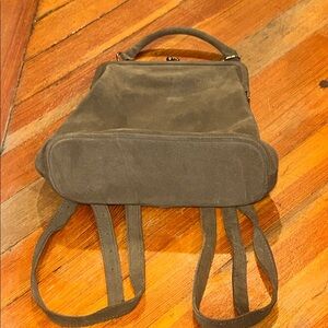 Olive Green Suede Backpack